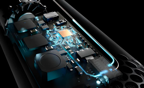 Control inteligente de calor — el microprocesador mide el flujo de aire 40 veces por segundo