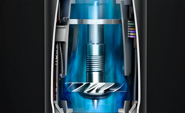 Motor Digital V9 de Dyson — turbina girando a 110.000 RPM